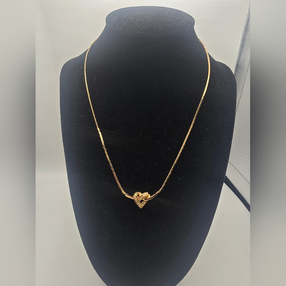 Dior Gold Heart Knot Pendant Necklace